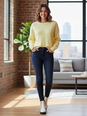 Yellow Sweater No size small hole in back